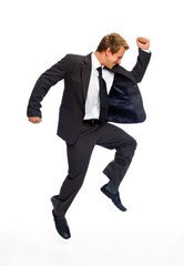 Jumping businessman