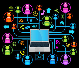 Poster - social network laptop black