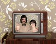 wood old tv nerd silly couple retro man woman