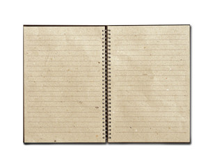 Wall Mural - recycled paper open notebook on white