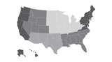 Fototapeta Mapy - US regional map grayscale