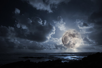 Wall Mural - Rising moon in ocean