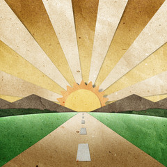 Wall Mural - sunset and sunrise view recycled paper craft