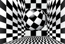 Magic Ball In Checkered Room
