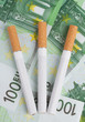 cigarettes lying on the bills