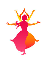 Colorful Classic Indian Female Dance Bharatanatyam