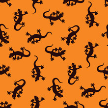 Seamless Gecko Pattern In Indonesian Style