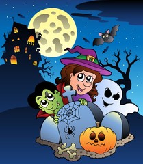 Wall Mural - Scene with Halloween mansion 7