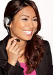 Pretty call center worker smiling