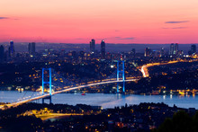 Istanbul Bosporus Bridge On Sunset