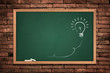 © Sarunyu_foto - Drawing of a bulb idea green board on wall background