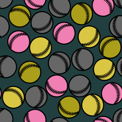 Wall Mural - Baseball balls seamless pattern.