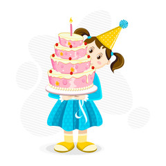 Canvas Print - Girl holding Cake