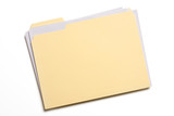 Fototapeta  - Documents stuffed in Manila folder isolated on white