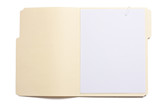 Fototapeta  - Blank opened file folder with empty white paper