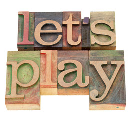 Wall Mural - let us play in letterpress type