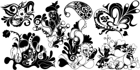 Wall Mural - Funky Floral Element Design Set