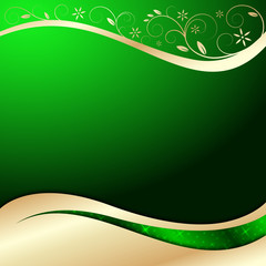 Fototapete - vector background in green/gold with floral elements