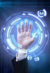 Poster - Technology scan man's hand for security or identification