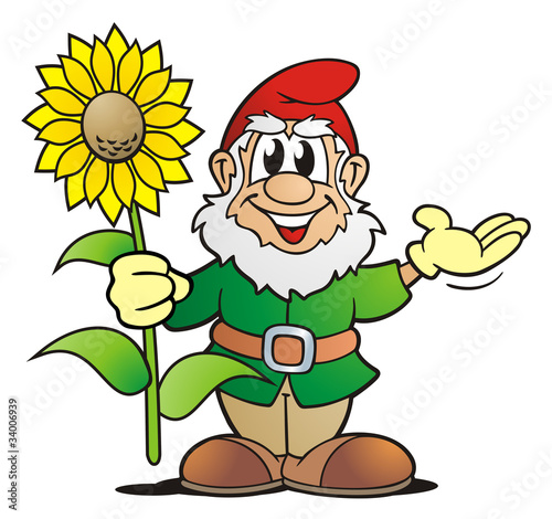 Download Garden Gnome with Sunflower - Buy this stock illustration ...