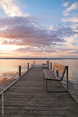 Naklejka na meble Steg am Steinhuder Meer, Abendruhe, romantisch, Landschaft