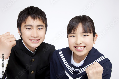 ガッツポーズをする中学生男女 Buy This Stock Photo And Explore Similar Images At Adobe Stock Adobe Stock