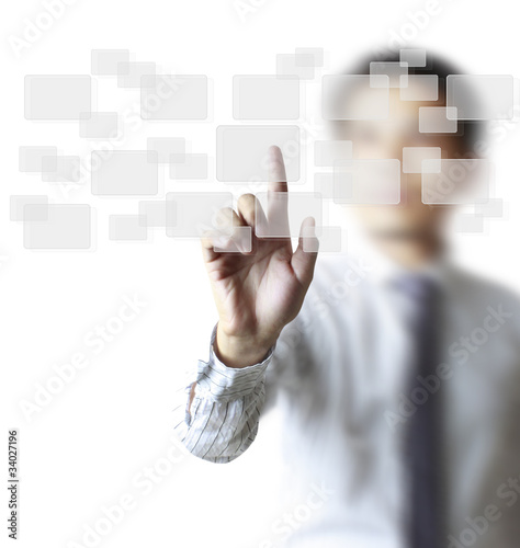 Fotografía hand pushing on a touch screen interface