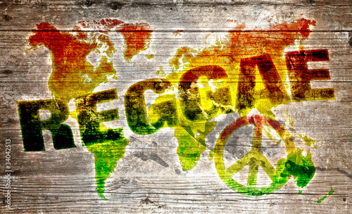 Naklejka dekoracyjna World reggae music concept for peace