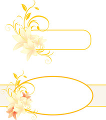 Wall Mural - Frames with lilies and floral ornament