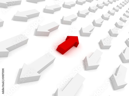 red arrow against the other white