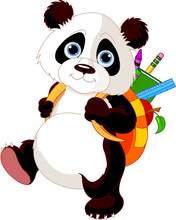 Cute Panda Go To School
