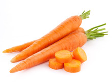 Fresh Carrots Isolated On White Background.