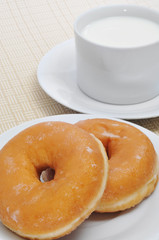 Canvas Print - breakfast, milk and donuts