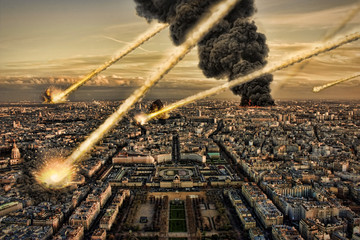 Poster - Meteorite shower over paris, destroying the city