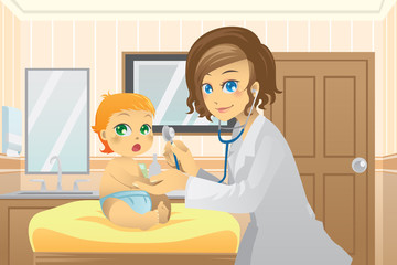 Wall Mural - Pediatrician with baby