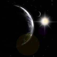 Earth, moon and sunlight