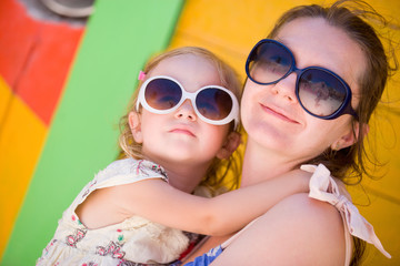 Wall Mural - Mother and daughter at Caribbean vacation