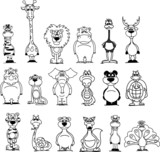 Большой набор различных животных мультфильма