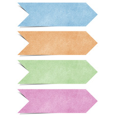 Wall Mural - arrow recycled paper craft stick on white background
