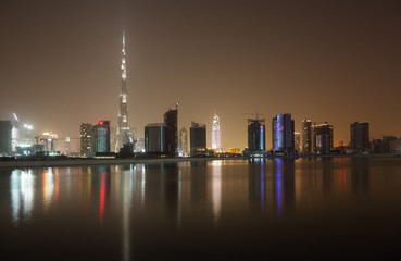 Wall Mural - Skyline of Dubai at night, United Arab Emirates