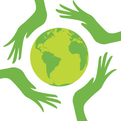 earth protected by hands.