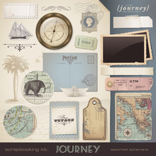 Digital Scrapbooking Kit: Journey - Assorted Ephemera
