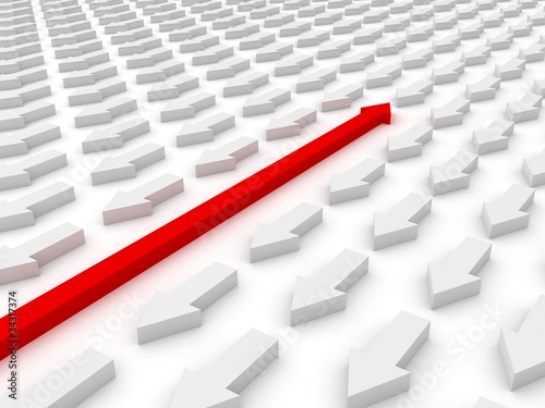 red arrow against the other white