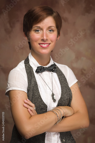 Fotografie, Obraz Attractive Smiling Red Haired Young Adult Female Portrait