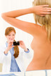 Plastic surgery female doctor shoot patient breast