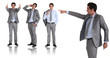 © auremar - man in two-piece grey suit striking different poses