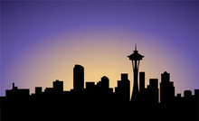 Silhouette Of Seattle City, USA, Vector