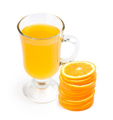 Canvas Print - glass of juice and orange slices