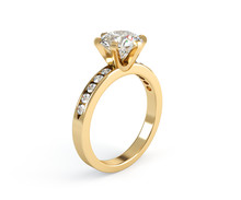 Wedding Gold Diamond Ring Isolated On White Background