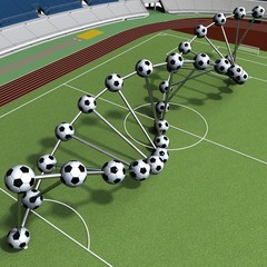 dna string of soccer player on the field of stadium 08